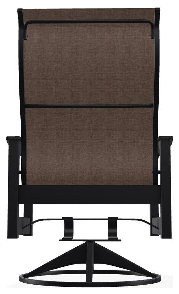 Leeward Sling Outdoor Swivel Rocker, Mocha/Black