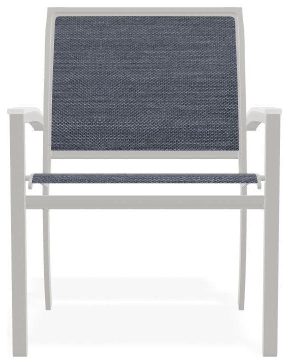 Bazza Sling Stackable Outdoor Dining Chair, Augustine Denim/Snow