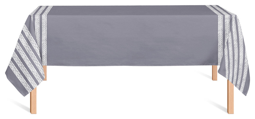 Petal Pattern Stripes Dark Gray 58x102 Tablecloth