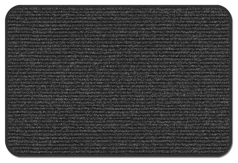 Skid-Resistant Heavy-Duty Door Mat, Charcoal Black, 2'x4'