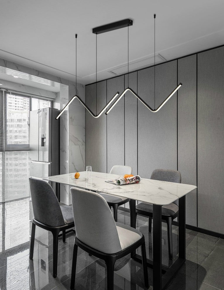 MIRODEMIÂ® Gilette | Black/Gold LED Pendant Lighting for Dining Room, Black