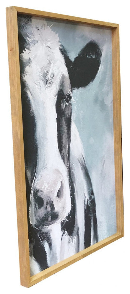 Sweet Cow Wooden Framed Canvas Wall Art