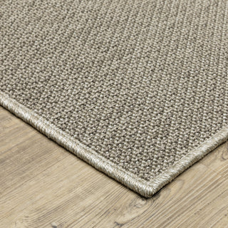 Cannes Solid Diamond Grey/Light Grey Indoor-Outdoor Area Rug Runner 1'10" x 7'6"