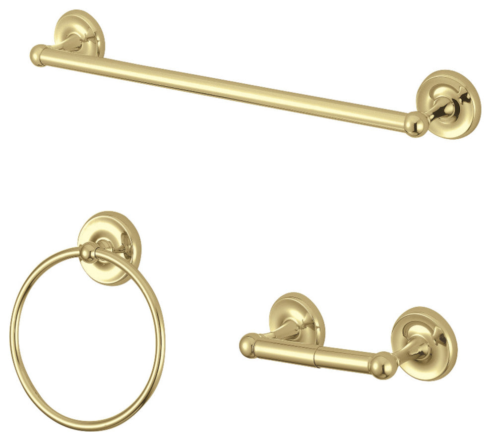 Kingston Brass 3-Piece Bathroom Accessory Set, Polished Brass
