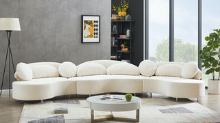 Vivacious Velvet Upholstered 3-Piece Sectional, Cream