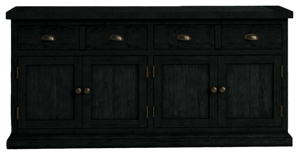 70" Rustic Sideboard Buffet, Antique Black