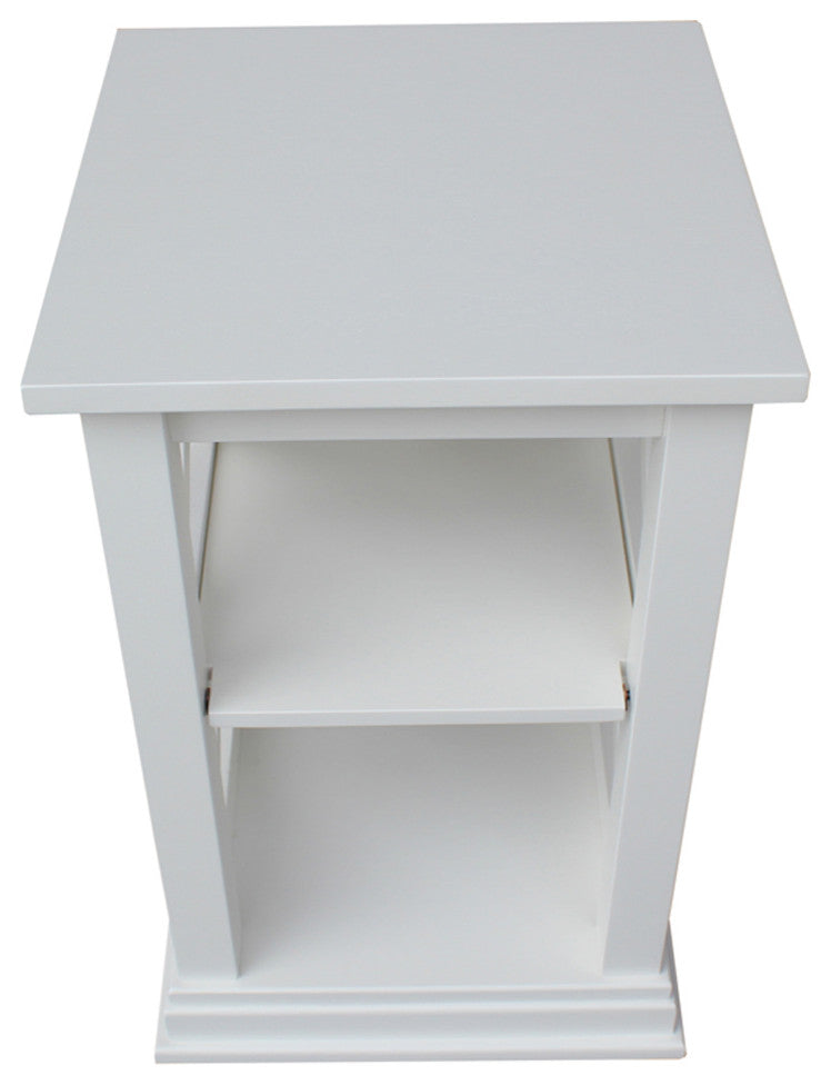 Hampton Accent Table With Shelves, White