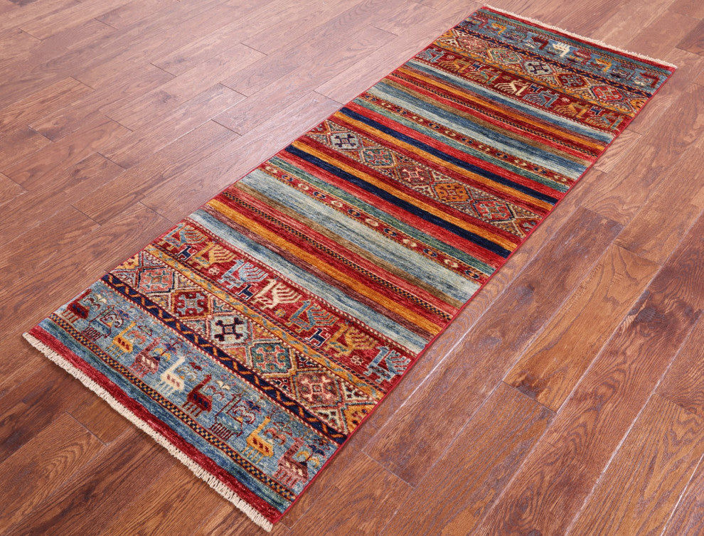 2' 4" X 6' 5" Runner Tribal Persian Gabbeh Handmade Rug Q11010