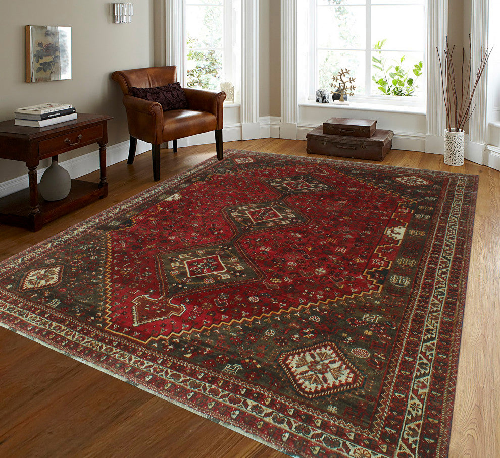 Fine Vintage Distressed Blaeclea Red Rug