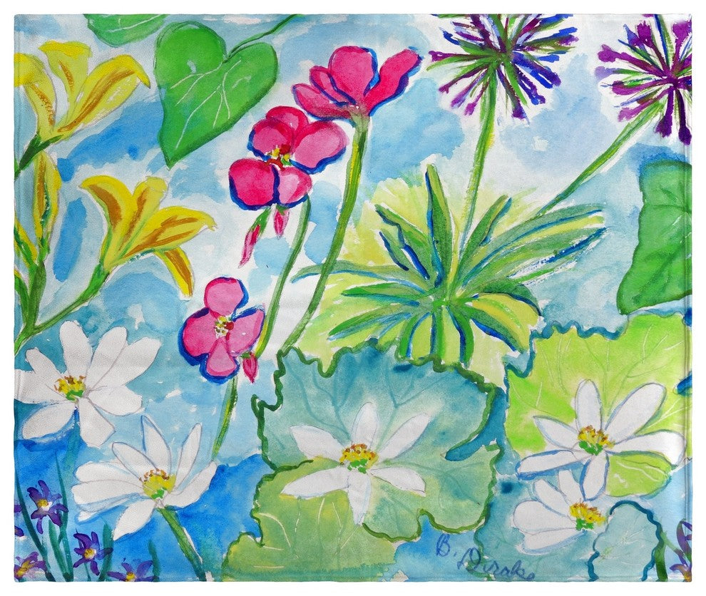 Betsy Drake Wild Garden Fleece Throw