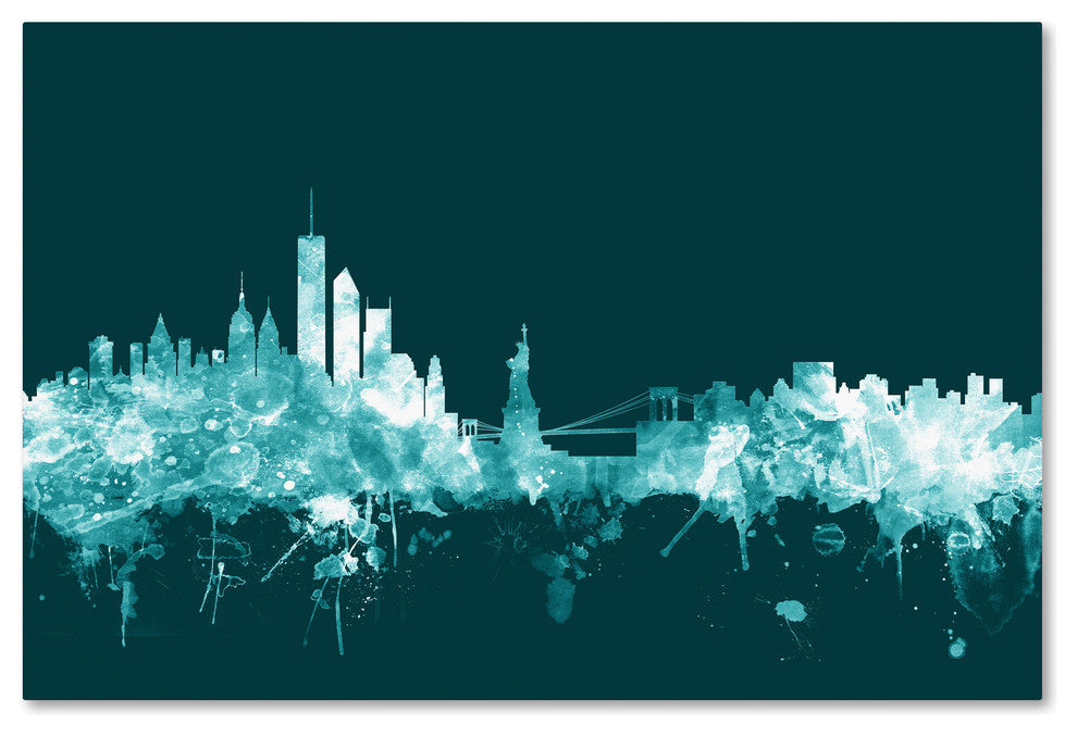 Michael Tompsett ''New York Skyline Teal'' Canvas Art, 22x32