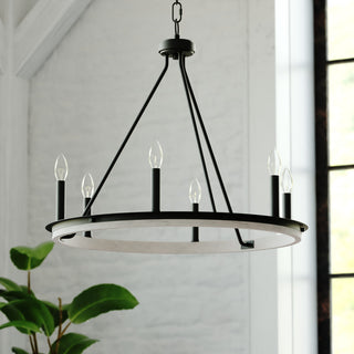 Russel 24.75" 6 Light Chandelier Matte Black and Weathered Gray