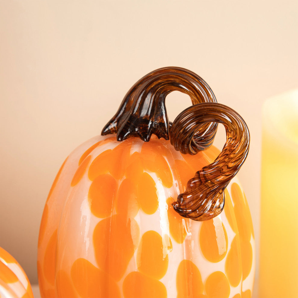 3-Piece Set Orange Glass Pumpkin & Gourd