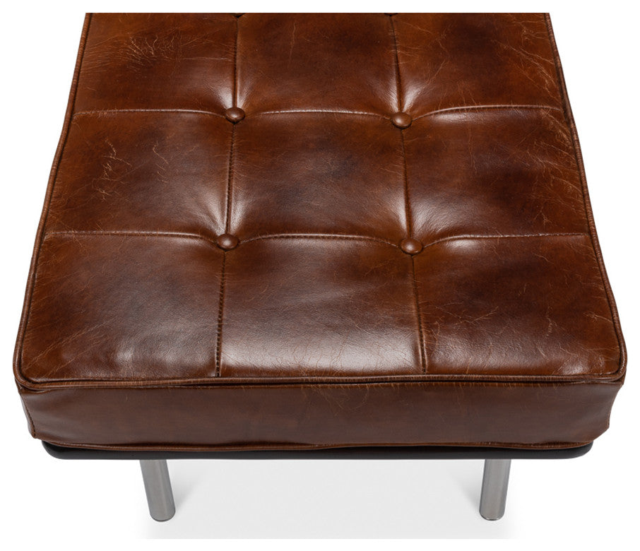 Mid Century Leather Bench