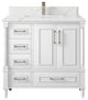 Aberdeen 36 Center Sink Bath Vanity in White 1.5" Calacatta Laza