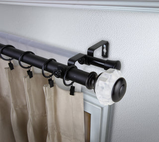 Jade 1" Diameter Double Curtain Rod, Black, 120-170"