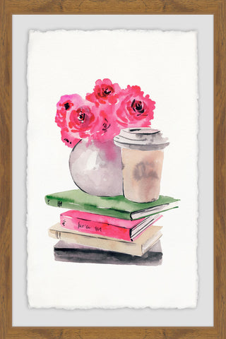 "Book and Coffee Corner" Framed Painting Print, 12"x18"