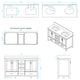Wyndham WCS141460DGYCMUNSMXX 60" Vanity in Gray + Carrera Marble and Square Sin