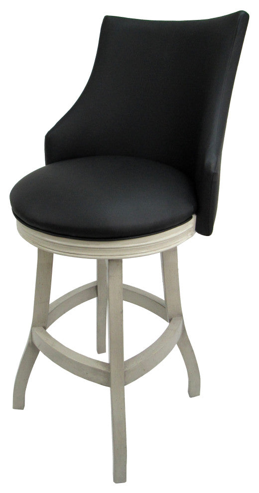 Swivel Wood Bar Stool 30", Bellissima, Black, Antique White