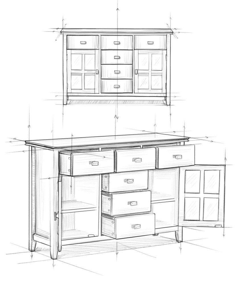 Artisan Solid Wood Sideboard Buffet, Black