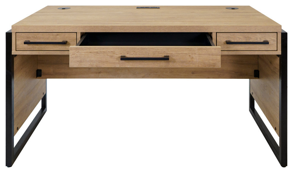 Modern Wood Laminate Office Desk, Writing Table, Light Brown