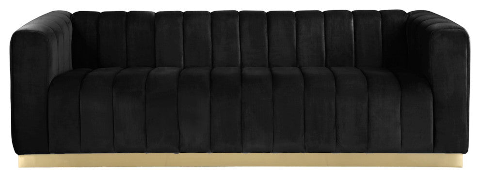 Marlon Velvet Upholstered Sofa, Black