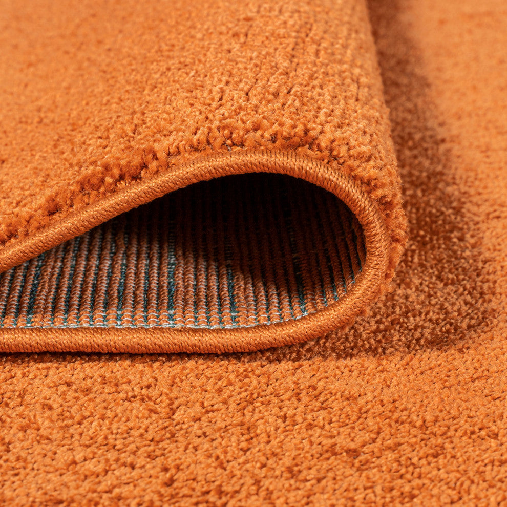 Haze Solid Low-Pile Runner Rug, Red, 8 X 10