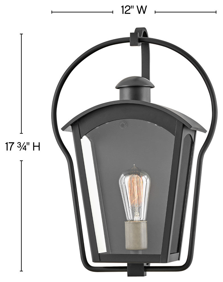 Hinkley Yale Medium Wall Mount Lantern, Black