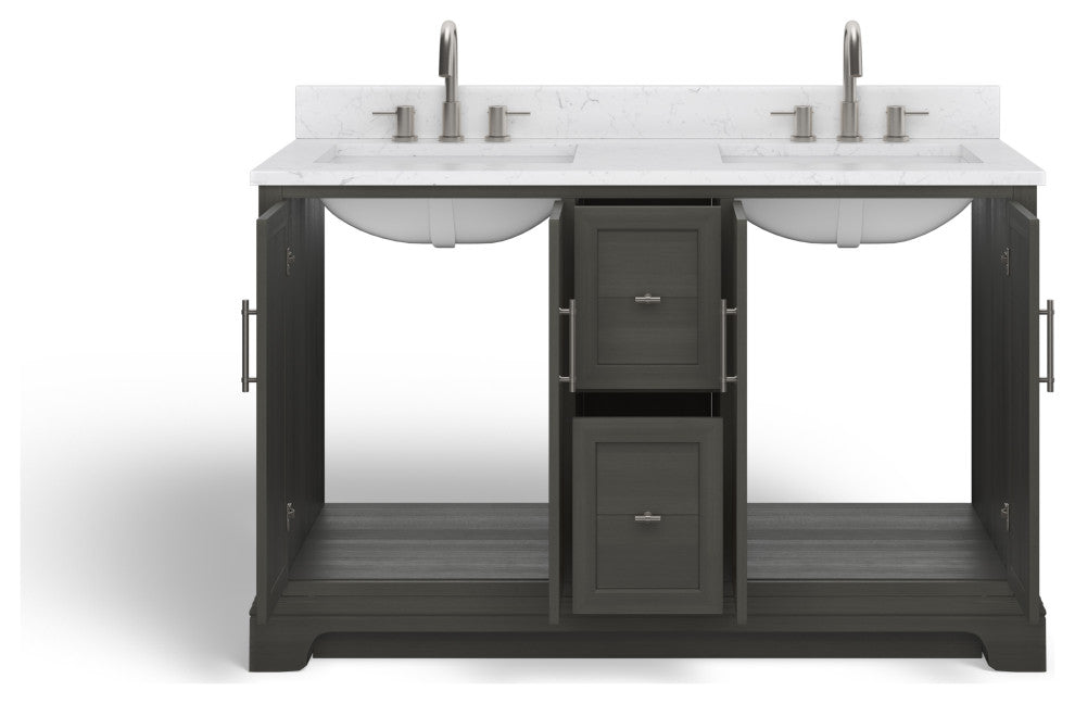 The Thalia Bathroom Vanity, Silver Gray, 54", Double Sink, Freestanding