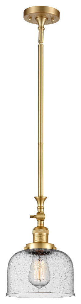 Large Bell 1 Light Mini Pendant, Satin Gold, Seedy