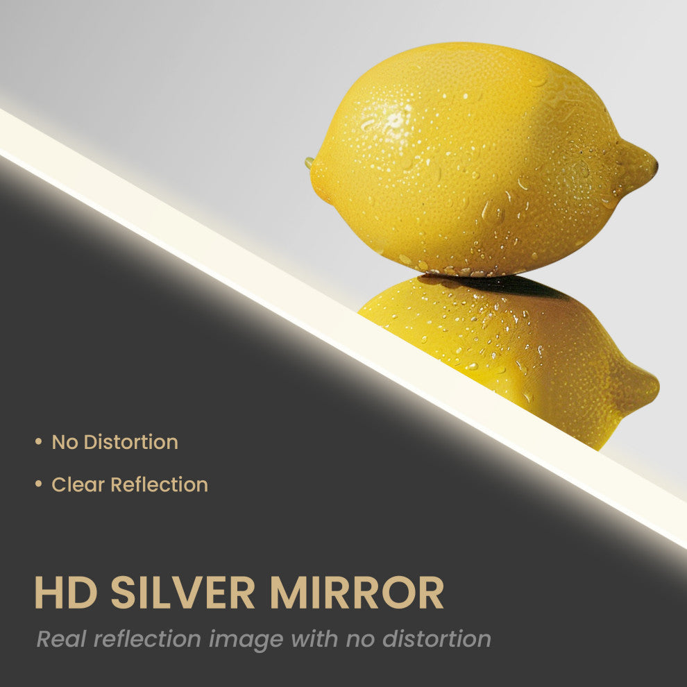 Beijing Rectangular Frameless LED Wall Bath Vanity Mirror, Acrylic, 48"w X 32"h