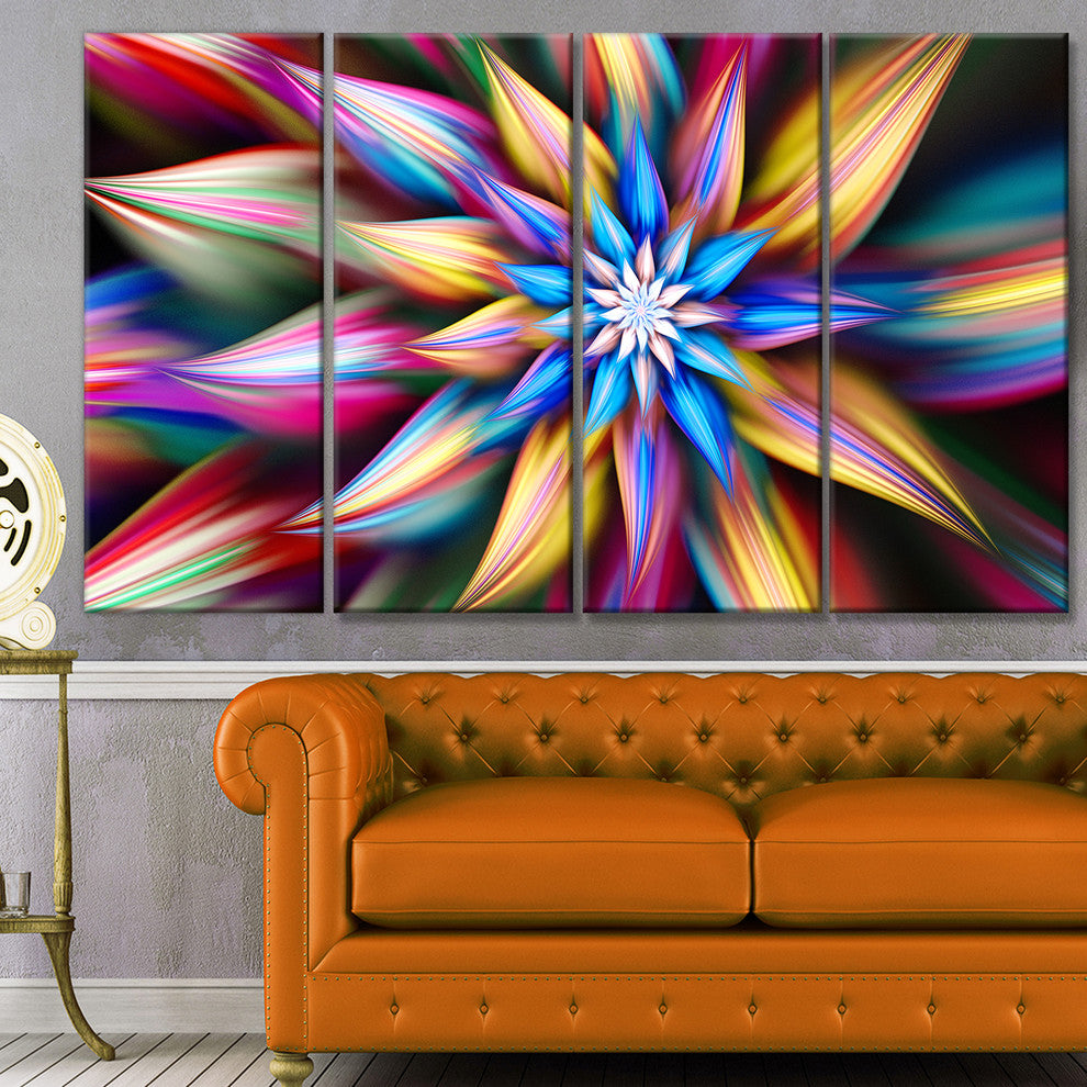 Exotic Multi Color Flower Petals, Floral Canvas Art Print, 48"x28", 4 Panels