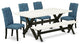 6-Piece Set Linen White, Table and Linen White, Bench and 4 Chairs, Black