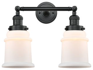Canton 2-Light Bath Vanity-Light, Matte Black, Matte White