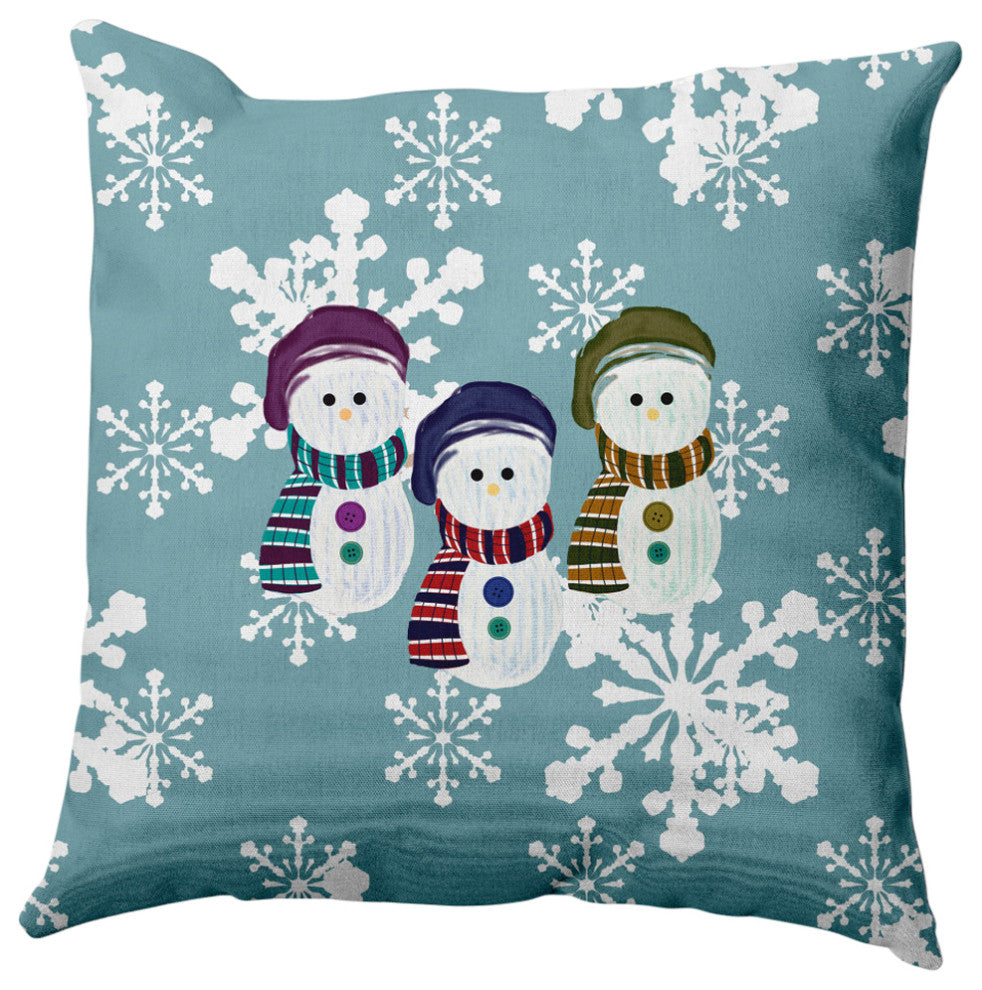 Sock Snowmen Decorative Throw Pillow, Blue-Gray, 16"x16"