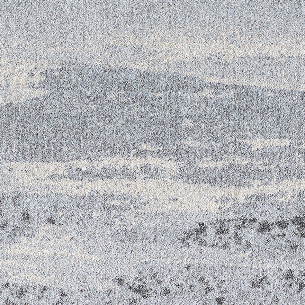 3"x5" Blue Gray Abstract Mist Modern Area Rug