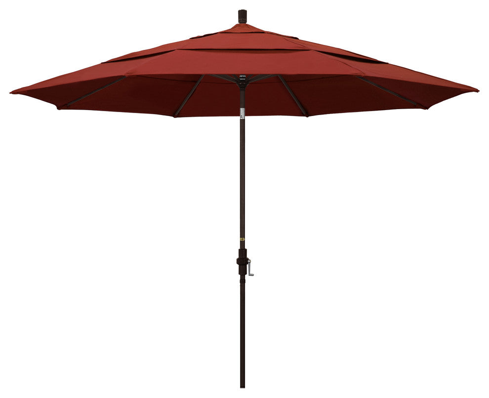 11' Bronze Collar Tilt Crank Aluminum Umbrella, Sunbrella, Terracotta