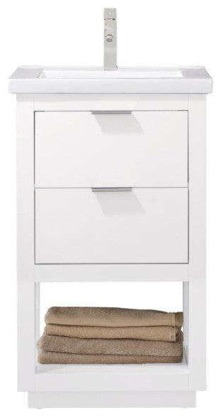 Design Element Klein 20" Modern Single Sink Vanity, White