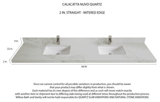 Fenway 84 Double Sink Bath Vanity in Navy Blue 2" Calacatta Nuvo