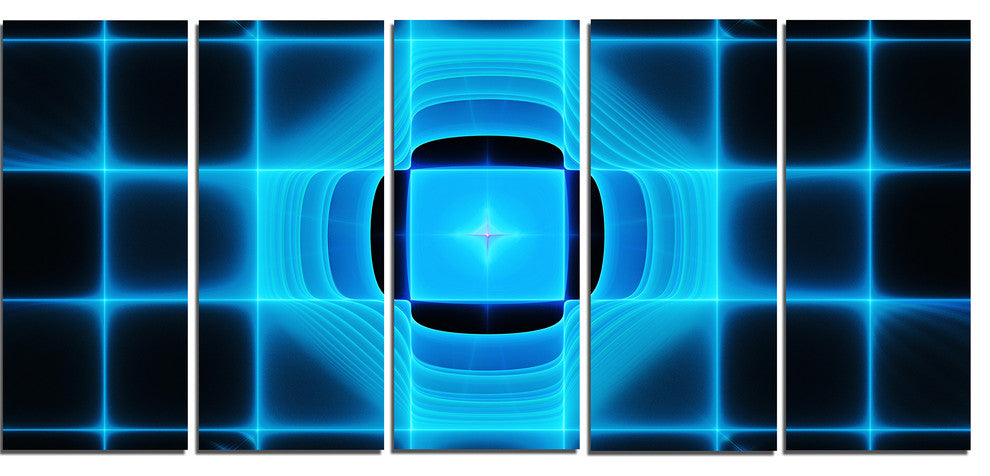 Blue on Black Thermal Infrared Visor, Abstract Canvas Print, 60"x28", 5 Panels