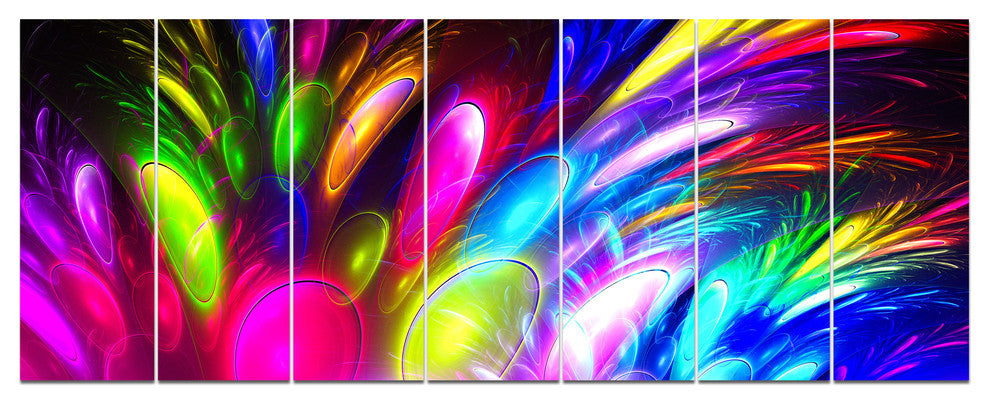 Mysterious Psychedelic Design, Abstract Canvas Art Print, 83"x32", 7 Panels