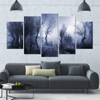Creepy Landscape in Sepia Tones, Landscape Canvas Art Print, 60"x32", 5 Panels
