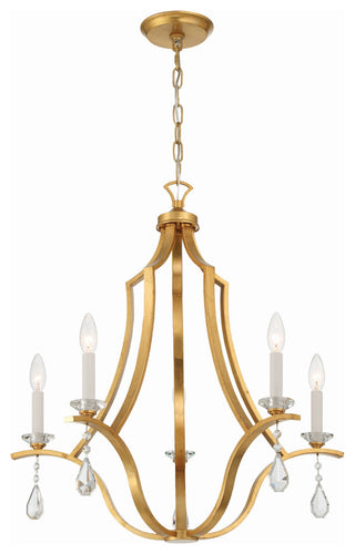 Crystorama Perry 5 Light Antique Gold Chandelier