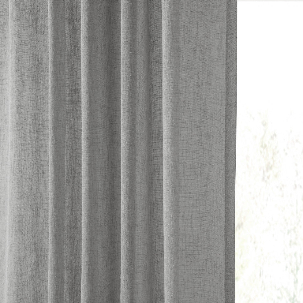 Solid FauxLinen Sheer Curtain, Single Panel, Paris Gray, 50"x96"