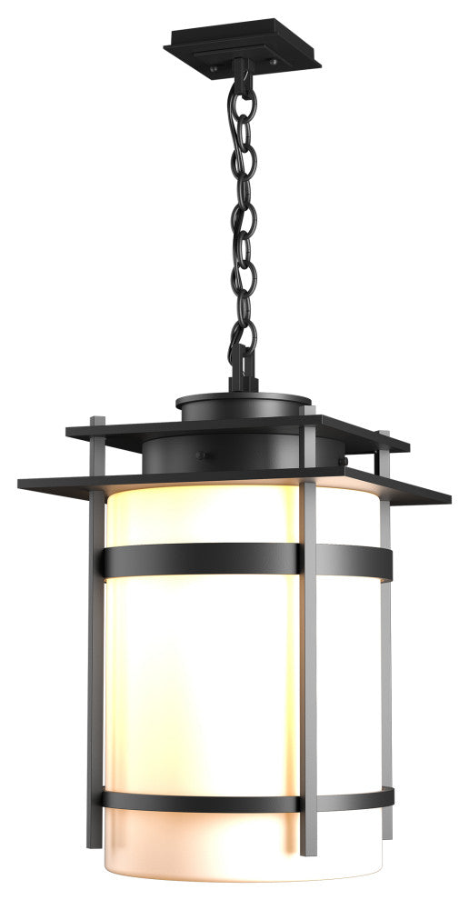 Banded Large Outdoor Fixture, Coastal Black Finish, Opal Glass