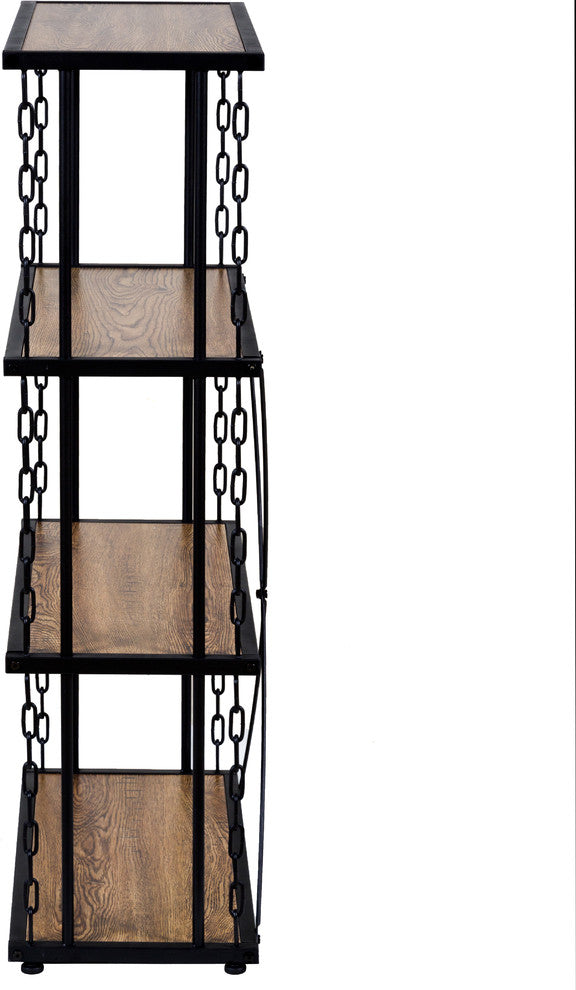 Folsom Ridge 4-Tier Shelf, With Wood And Carbon Steel Chain Link