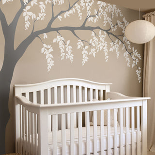 Falling Leaves Weeping Willow Tree Decal With Leaves, Scheme C, Standard