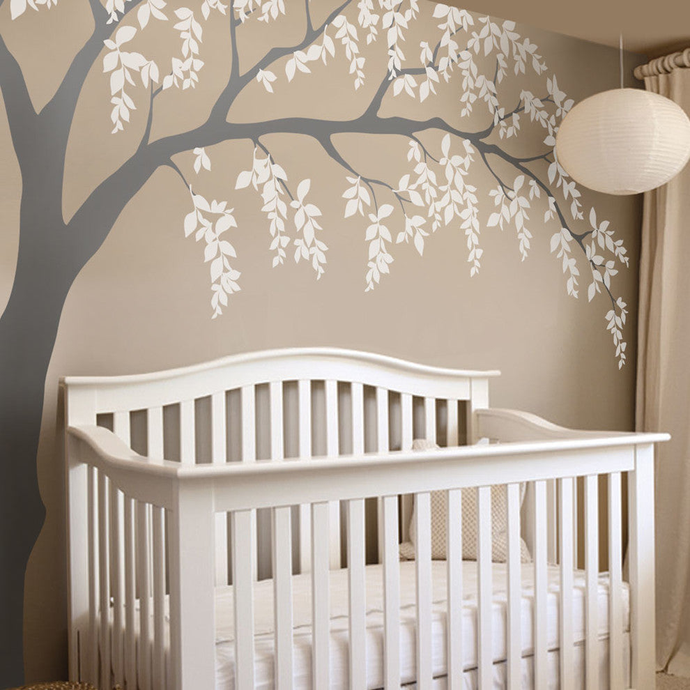 Falling Leaves Weeping Willow Tree Decal With Leaves, Scheme C, Standard