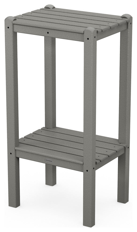 Polywood Two Shelf Bar Side Table, Slate Gray