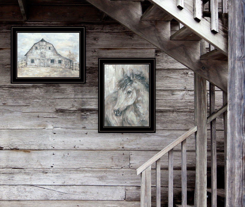 "True Spirit Horses " 2-Piece Vignette by Debi Coules, Black Frame